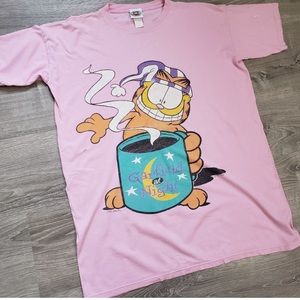 VINTAGE 90s GARFIELD Night Gown T Shirt 10 Ways Garfield Likes His Coffee o/s